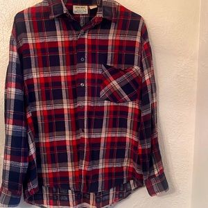 Vintage Flannel Red Navy Plaid